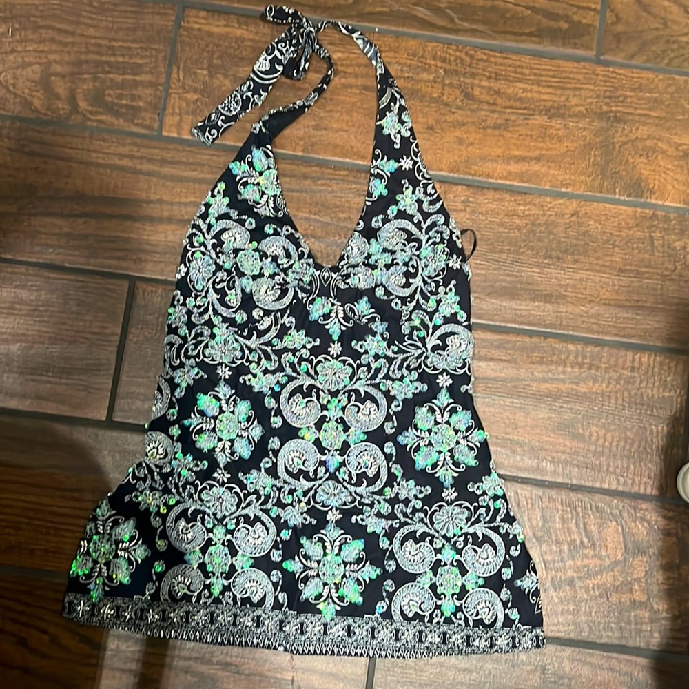 NWOT Womens size medium sequence womens halter top